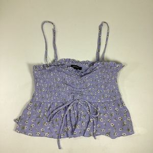 Forever 21 Crop Tank Top Small Light Purple Floral